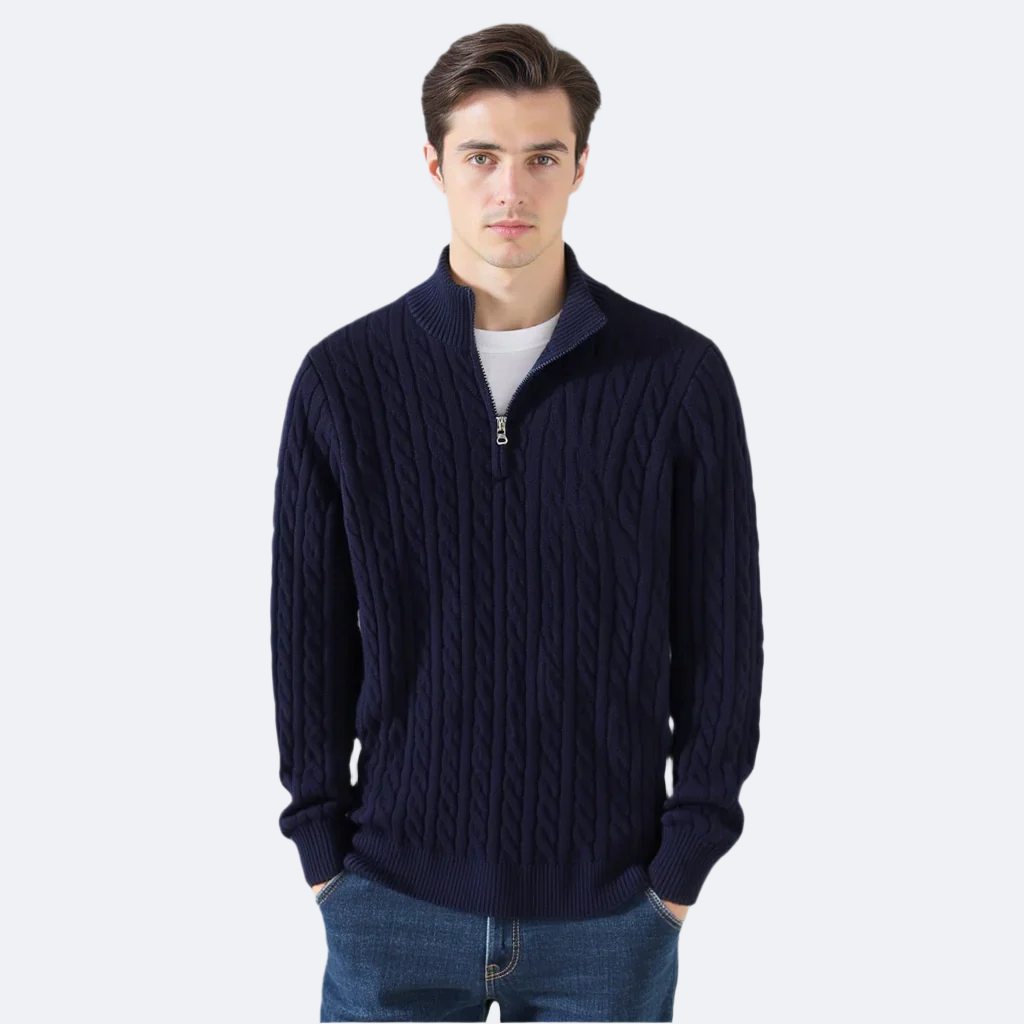 VICCI Zipped Cable Sweater