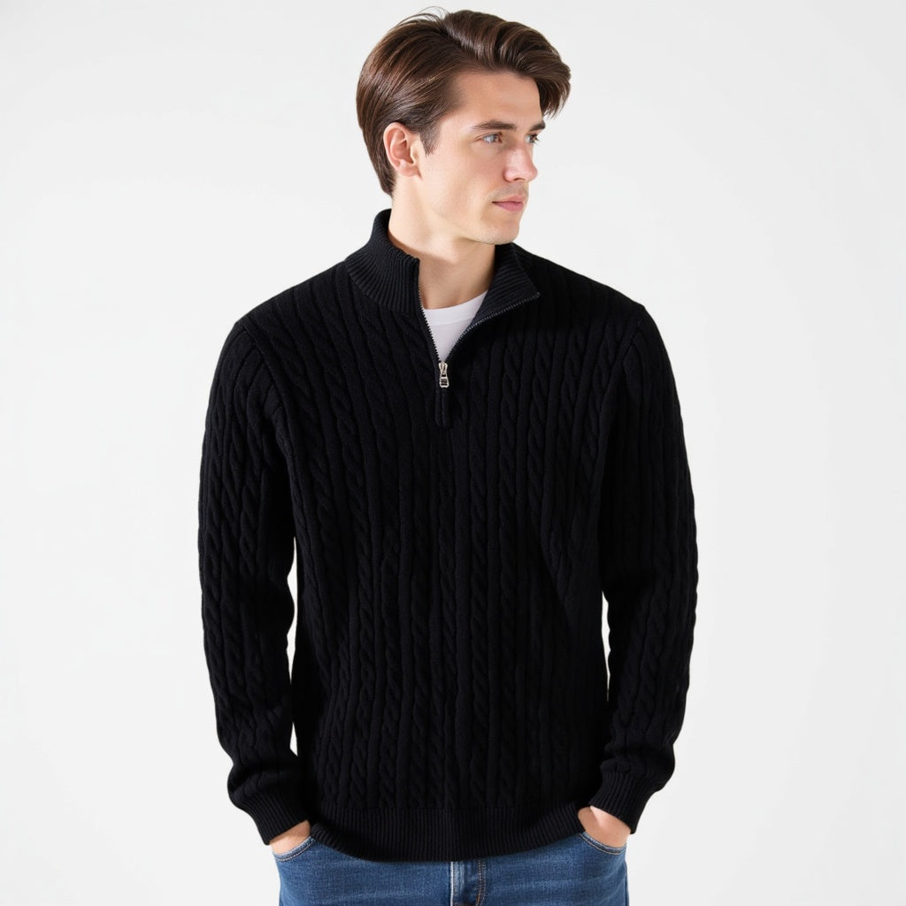 VICCI Zipped Cable Sweater