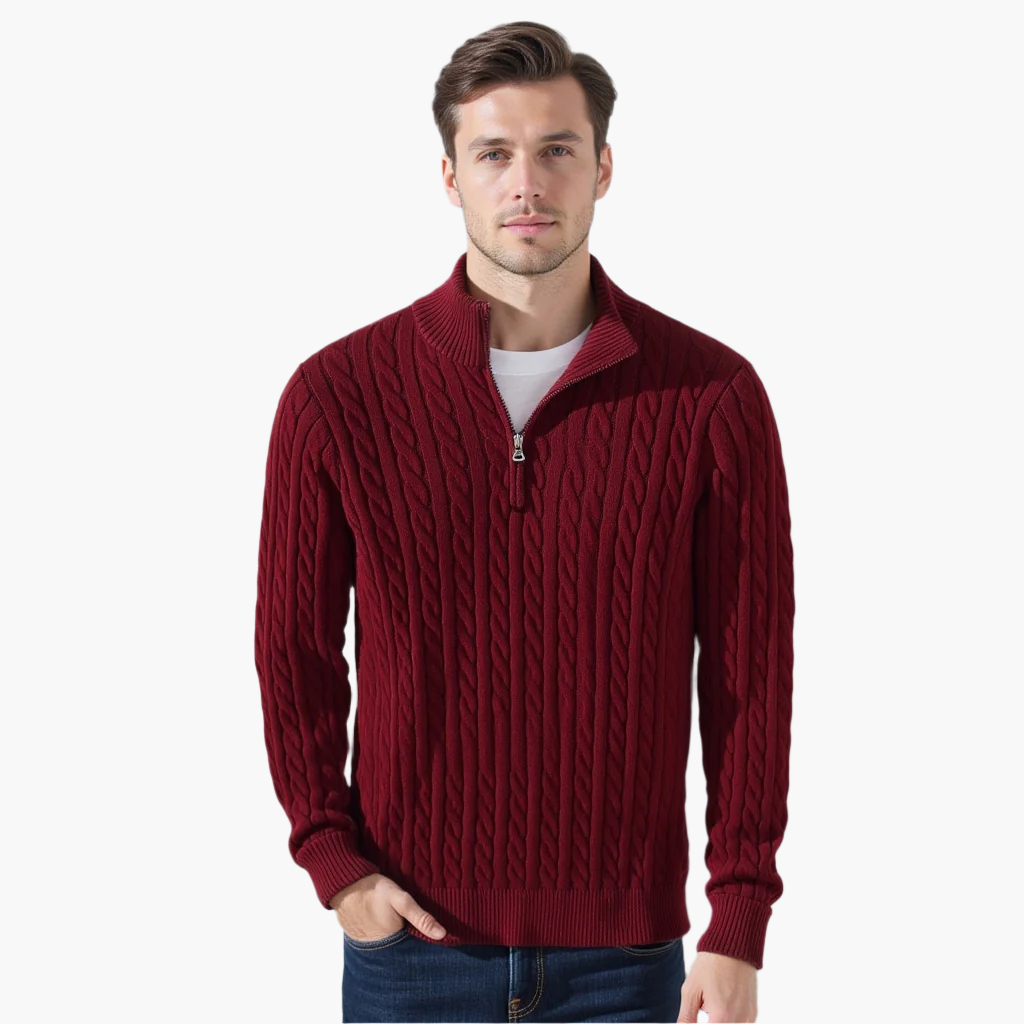 VICCI Zipped Cable Sweater