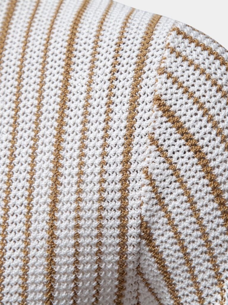 Striped Knit Polo Shirt