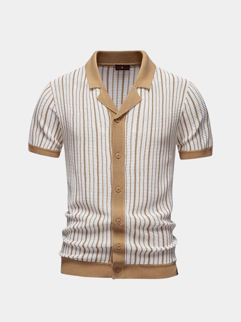 Striped Knit Polo Shirt