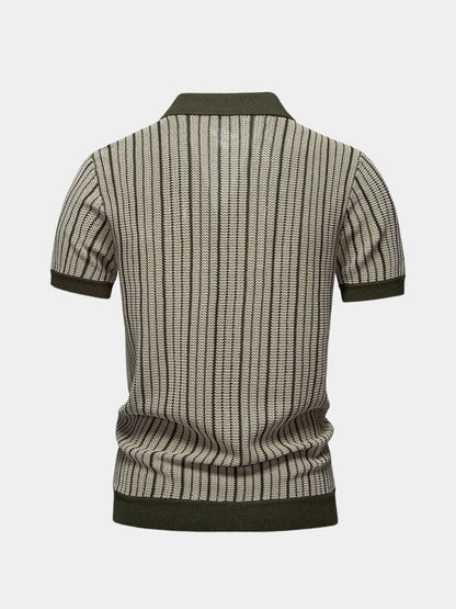 Striped Knit Polo Shirt