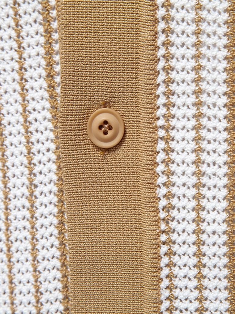 Striped Knit Polo Shirt